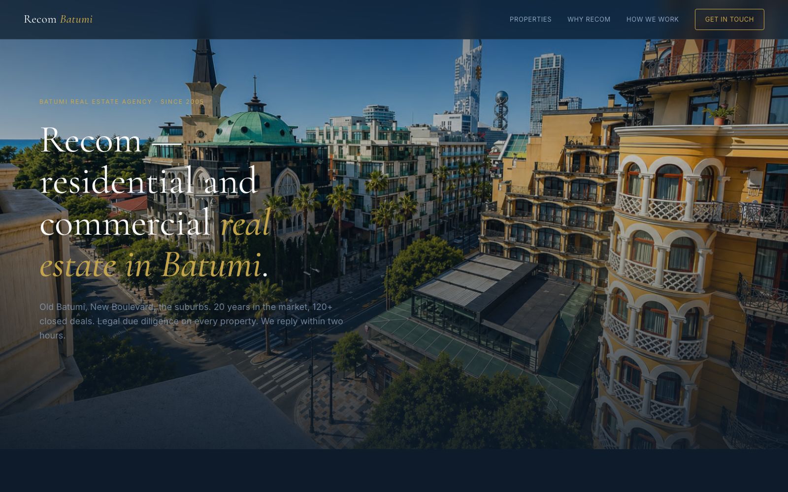 Recom Batumi — real estate agency cinematic site
